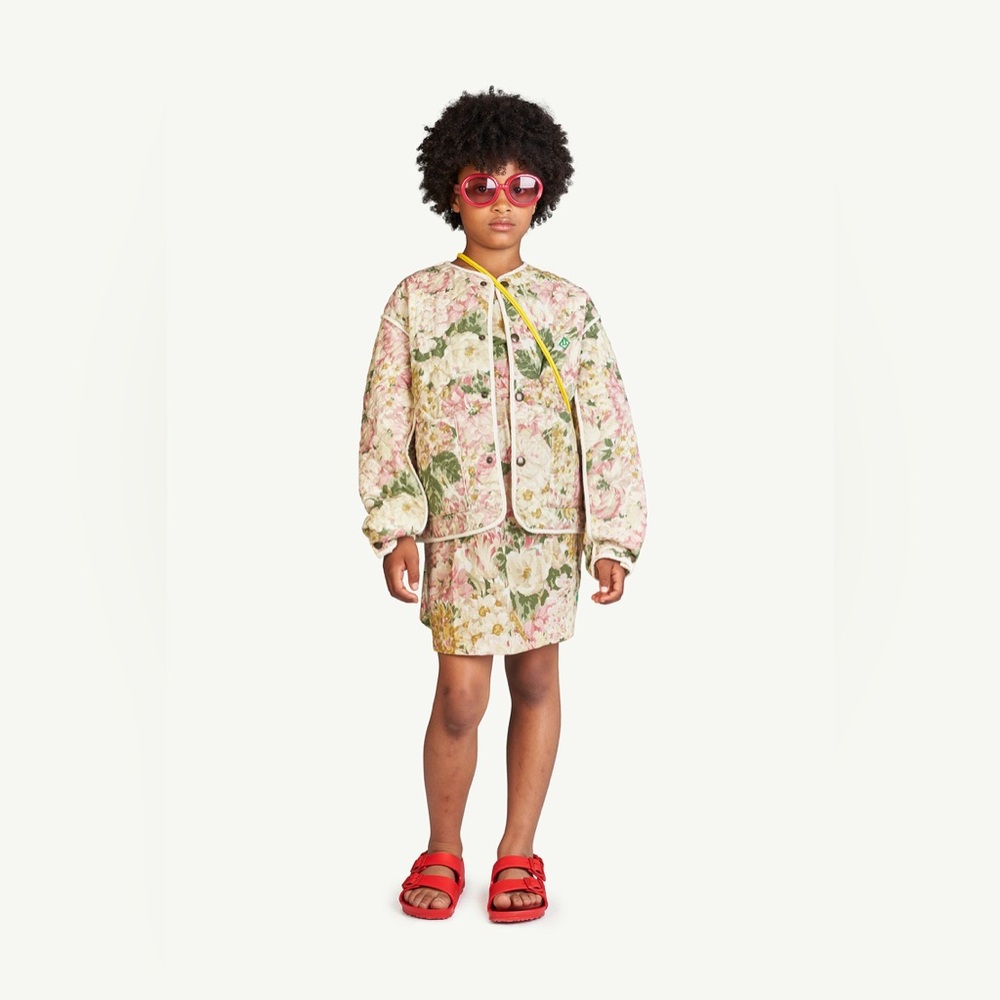 The Animals Observatory Floral Starling Kids Quilted Reversible Jacket BA White